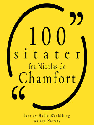 cover image of 100 sitater av Nicolas de Chamfort